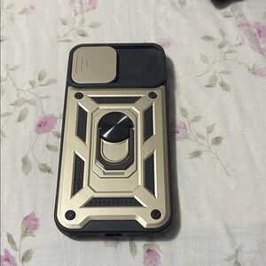 Protective Black and Gold Phone Case for IPhone 12 Pro Max ring and stand work